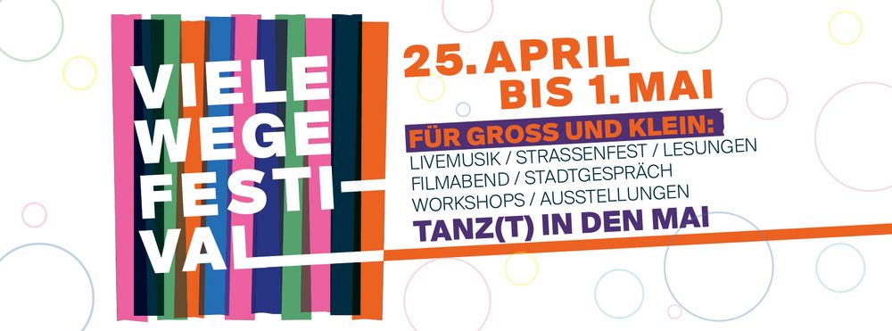 bunter Flyer mit der Aufschrift Viele Wege Festival