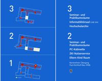 Abbildung: Lageplan und Etagenübersicht des GAB der WHZ