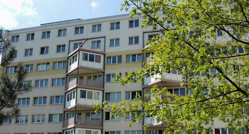 Blick von außen auf das Studentenwohnheim in Zwickau