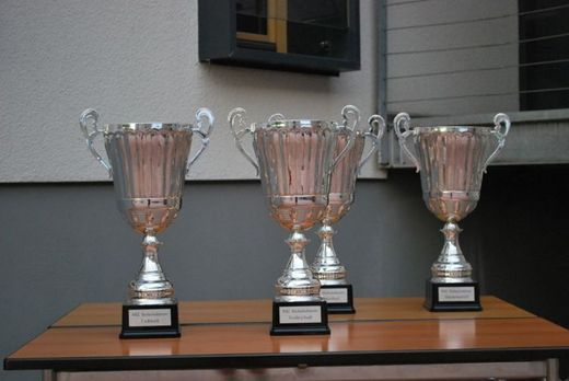 Foto: 4 Pokale auf einem Tisch.
