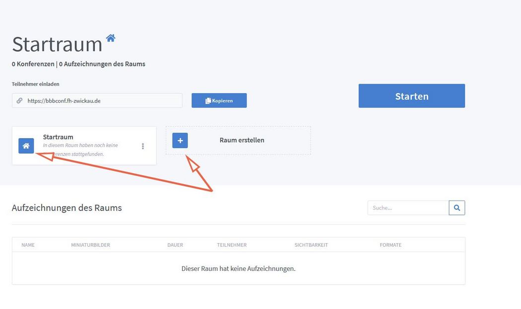 Anleitungsbild BigBlueButton: Einen Raum erstellen.