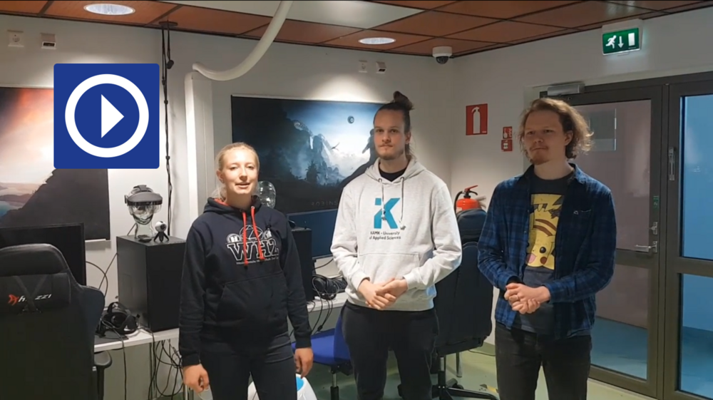 Videovorschaubild. Link zum Video. Das Sharpen Team in Finnland steht in einer Gruppe zusammen und stellt sich vor.