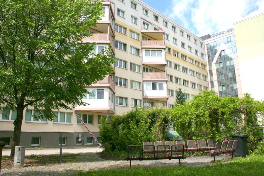 Blick auf das Wohnheim 