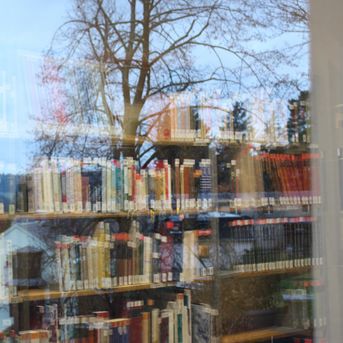 Foto: Bibliothek des Hochschulteils Schneeberg, Studiengang Musikinstrumentenbau, Bücher in Regal