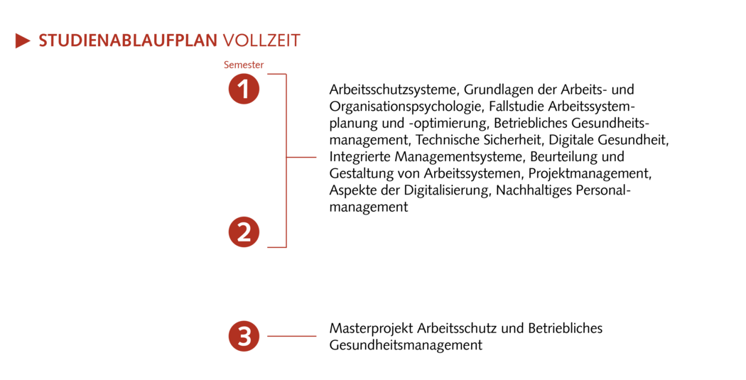 Plan den Studiums Arbeitsschutz und Betriebliches Gesundheitsmanagement (Vollzeit))
