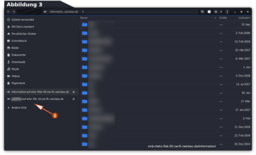 Screenshot 3: Pfeil zur Pfadangabe um Linux Laufwerk zu verbinden.
