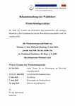 PDF: Bekanntmachung des Wahlleiters über die Ungültigkeit der Wahl in der Gruppe der Hochschullehrer und der akademischen und sonstigen Mitarbeiter in den Fakultätsrat der Fakultät Wirtschaftswissenschaften - Wiederholungswahlen 2018.