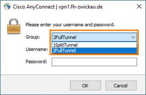 Screenshot: Anleitung Cisco AnyConnect. VPN Tunnel.