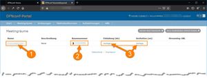 Bild der Übersicht eigener Meetingräume (conf.dfn.de).