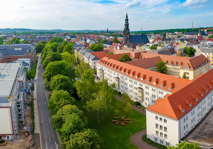 Blick über den Innenstadt Campus der WHZ