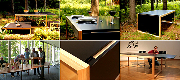 Fotocollage: Tischkollektionen. Abschlussarbeit Holzgestaltung 2013