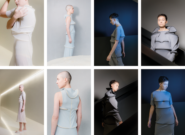 Fotoreihen zum Thema: reformed. Zwei Models präsentieren das Modedesign.