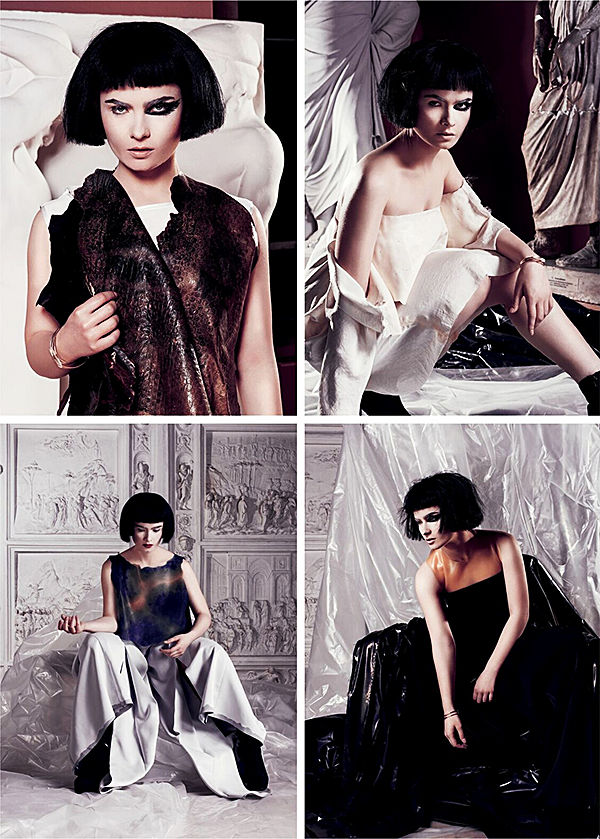 Fotocollage: Carolin Woitke mit dem Thema: art.ificial. Ein Model präsentiert das Modedesign.