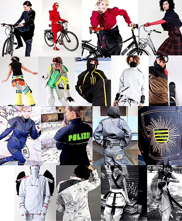 Fotocollage zur Kollektion: Functional Wear / Sportswear - Ausstellung innovativer Bekleidungskonzepte in der Galerie Lichtenwalde.