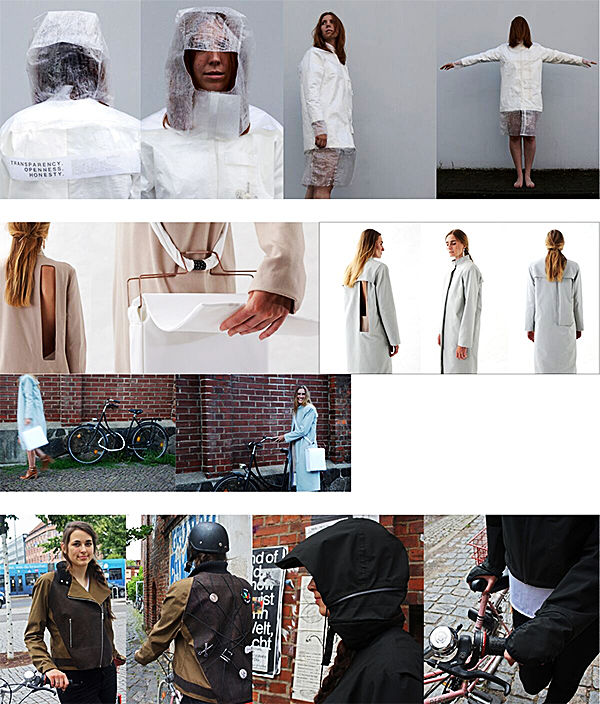 Fotocollage zum Thema: Urban Mobility Y. Models präsentieren das Modedesign. 