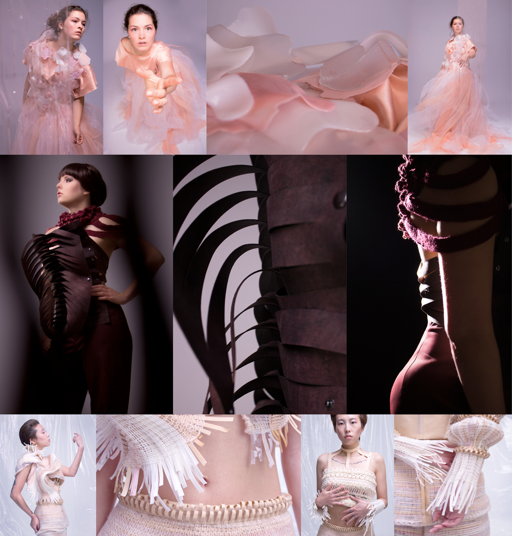 Fotocollage zum Thema: Leder lab. Models präsentieren die Kollektion.