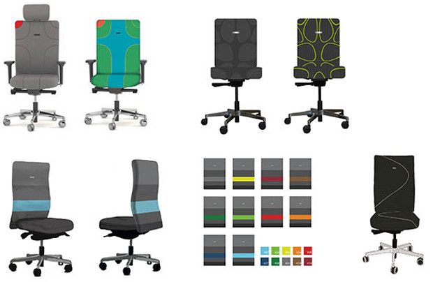 Foto zum Projekt: Bürostuhlbezüge. Bilder zu verschiedenen Beispielen. Textilkunst / Textildesign 2015, 6. Semester - Modul AKS 266 – Projekt T1