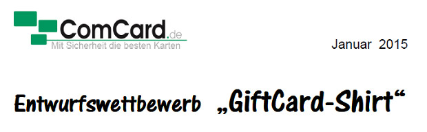 Logo: ComCard. Entwurfswettbewerb "GiftCard-Shirt".