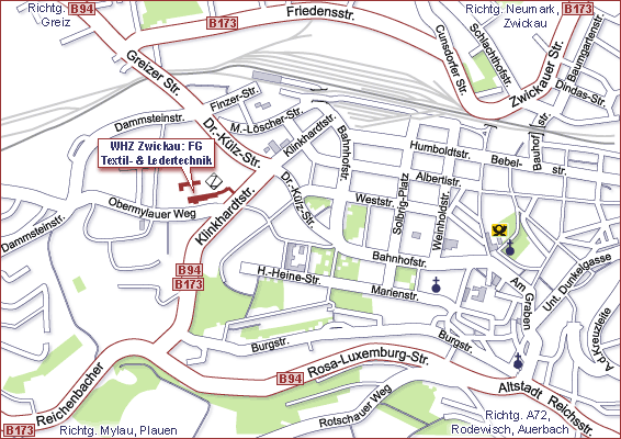 Foto: Ausschnitt Stadtplan mit dem Standort Reichenbach.