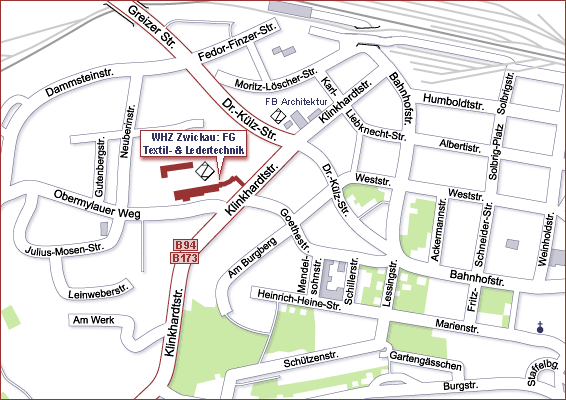 Foto: Ausschnitt Stadtplan mit dem Standort Reichenbach.