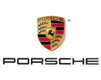 offizielles Porsche-Logo mit den Wappen und darunter dem Schriftzug "PORSCHE"