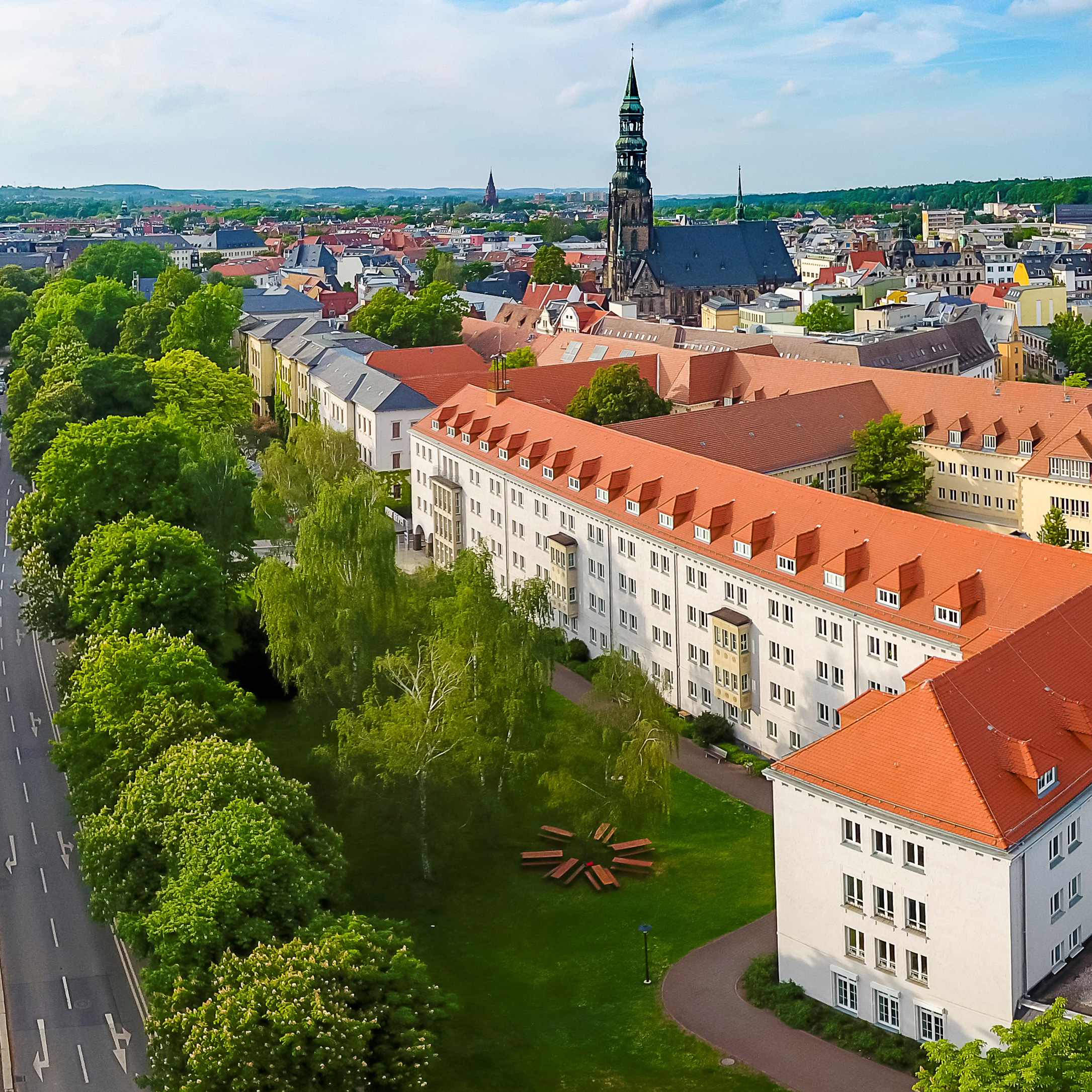 Foto: Drohnenaufnahme Campus Zwickau Innenstadt