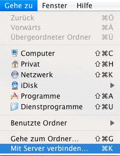 Bild 1 welches das Einbinden von Netzlaufwerken in MacOS zeigt.