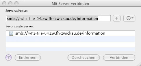 Bild 2 welches das Einbinden von Netzlaufwerken in MacOS zeigt.