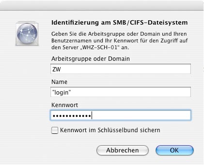 Bild 3 welches das Einbinden von Netzlaufwerken in MacOS zeigt.