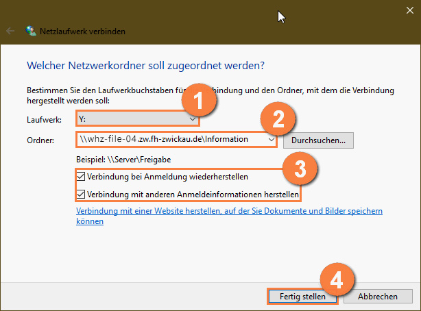 Bild welches das Einbinden von Netzlaufwerken in Windows zeigt