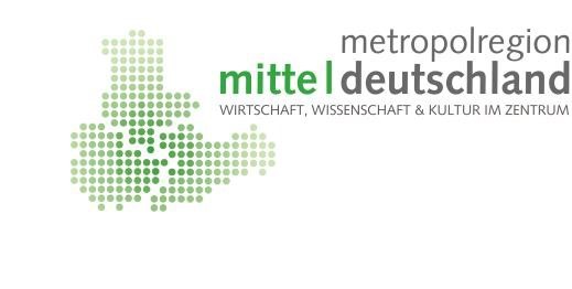 Banner: Metropolregion Mitteldeutschland mit grafischer Darstellung der Bundesländer Sachsen-Anhalt, Thüringen und Sachsen.