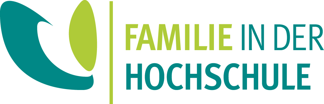 hellgrünes und türkisfarbenes Logo des Familie in der Hochschule e.V,.
